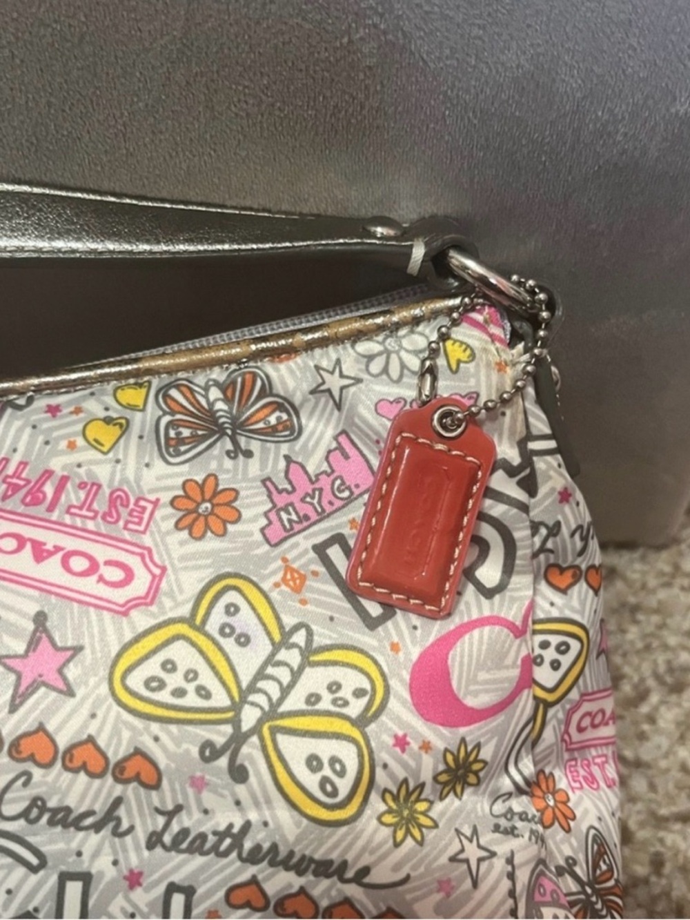 COACH Poppy Butterfly Graffiti Print Butterfly Nylon Mini Shoulder Bag NWOT - Picture 16 of 16